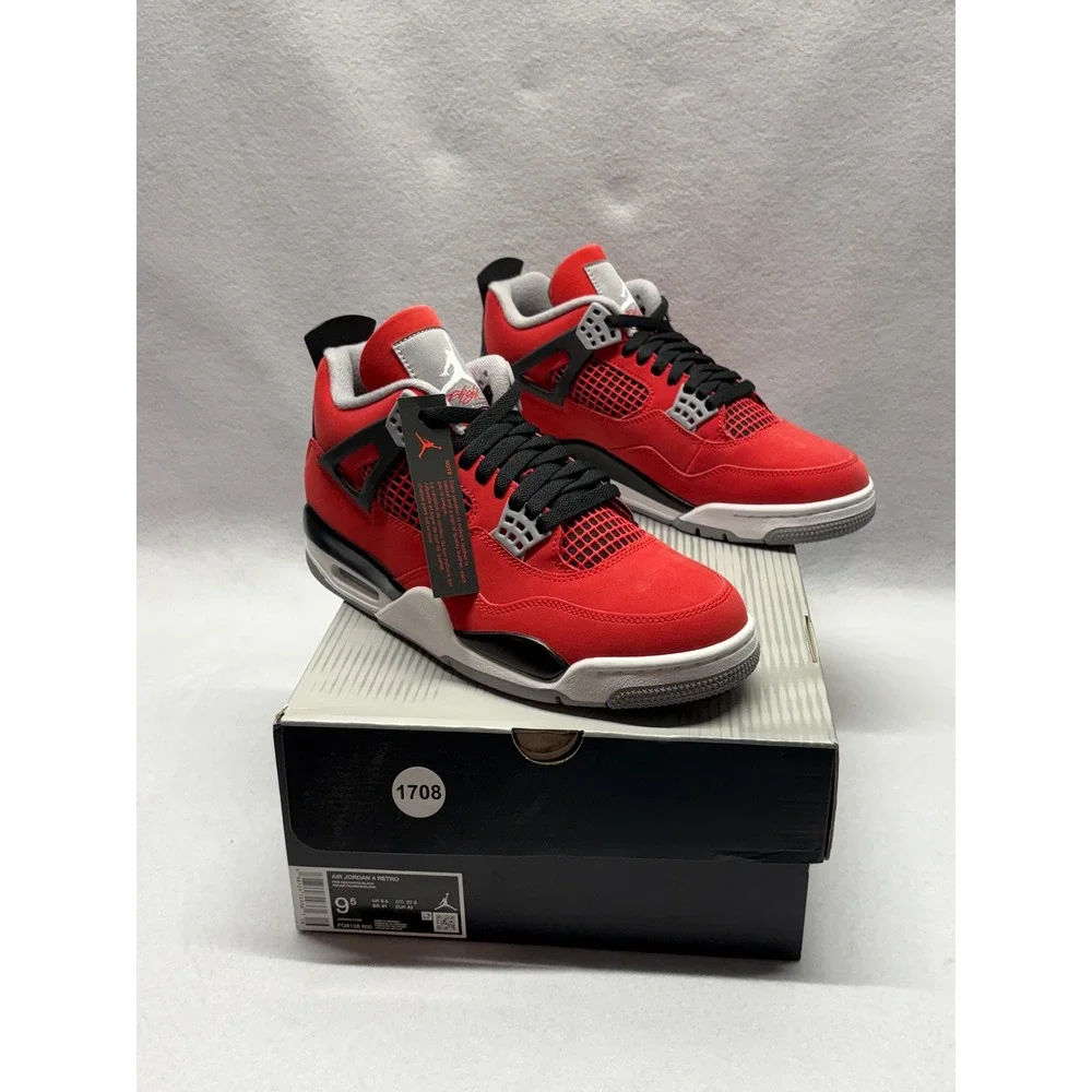Air Jordan 4 Retro Fire Red Toro Bravo Mens Basketball Shoes FQ8138-600 Size 9.5